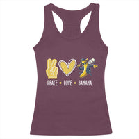 Funny Peace Love Banana Racerback Tank Top Cute Banana Peace Sign Heart - Wonder Print Shop