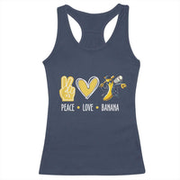 Funny Peace Love Banana Racerback Tank Top Cute Banana Peace Sign Heart - Wonder Print Shop