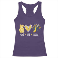 Funny Peace Love Banana Racerback Tank Top Cute Banana Peace Sign Heart - Wonder Print Shop