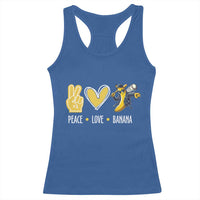 Funny Peace Love Banana Racerback Tank Top Cute Banana Peace Sign Heart - Wonder Print Shop