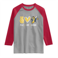 Funny Peace Love Banana Raglan Shirt Cute Banana Peace Sign Heart - Wonder Print Shop