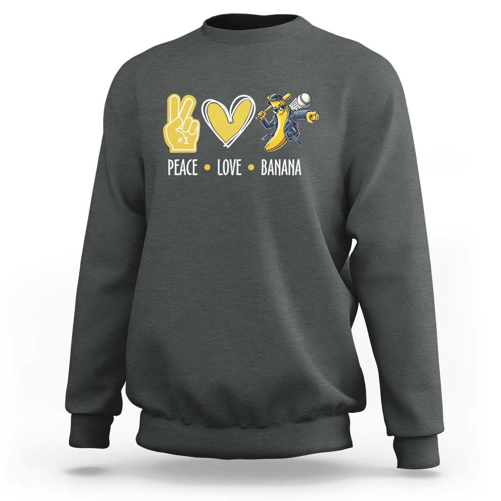 Funny Peace Love Banana Sweatshirt Cute Banana Peace Sign Heart - Wonder Print Shop