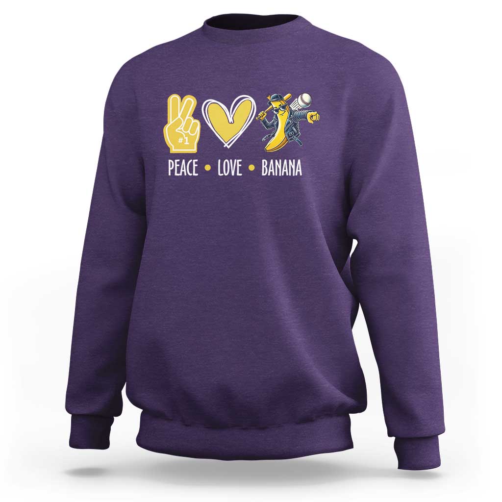 Funny Peace Love Banana Sweatshirt Cute Banana Peace Sign Heart - Wonder Print Shop