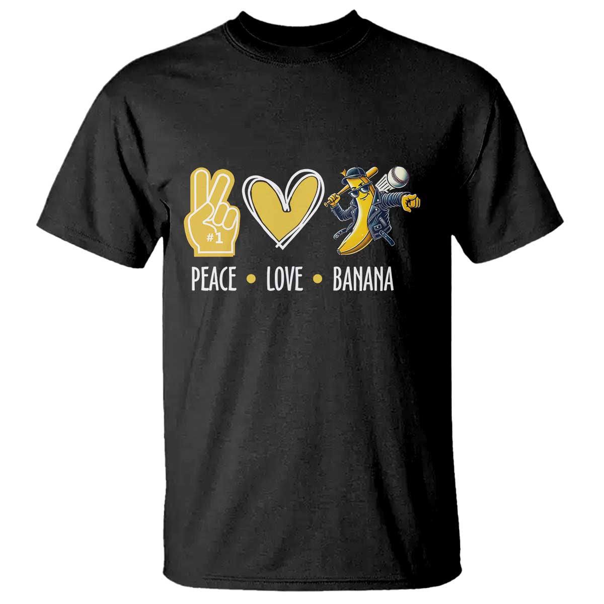 Funny Peace Love Banana T Shirt Cute Banana Peace Sign Heart - Wonder Print Shop