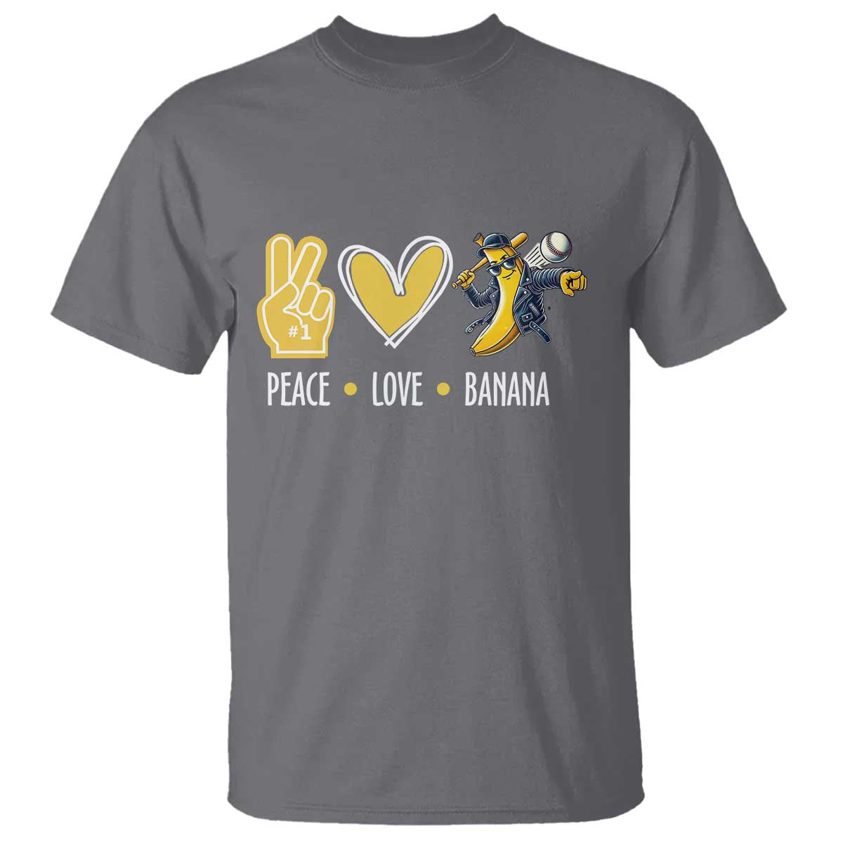 Funny Peace Love Banana T Shirt Cute Banana Peace Sign Heart - Wonder Print Shop