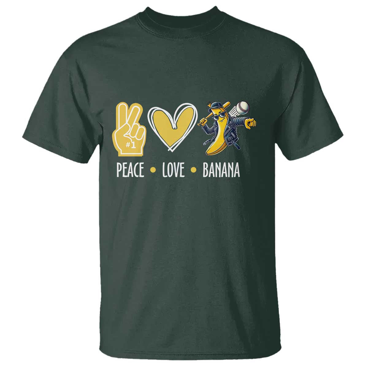 Funny Peace Love Banana T Shirt Cute Banana Peace Sign Heart - Wonder Print Shop