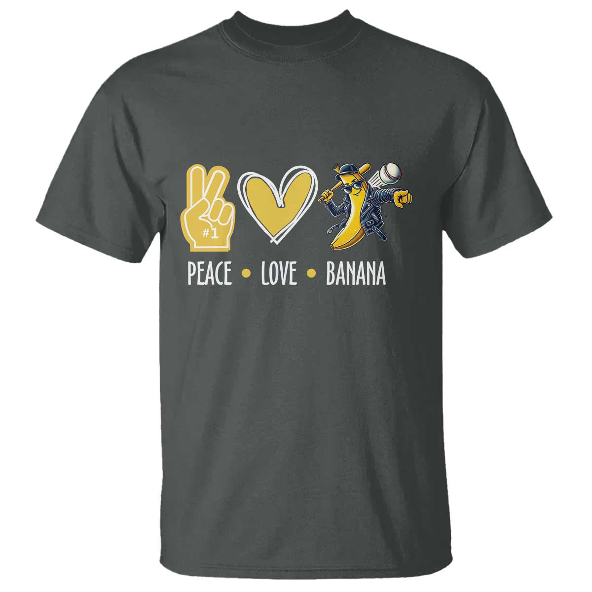 Funny Peace Love Banana T Shirt Cute Banana Peace Sign Heart - Wonder Print Shop