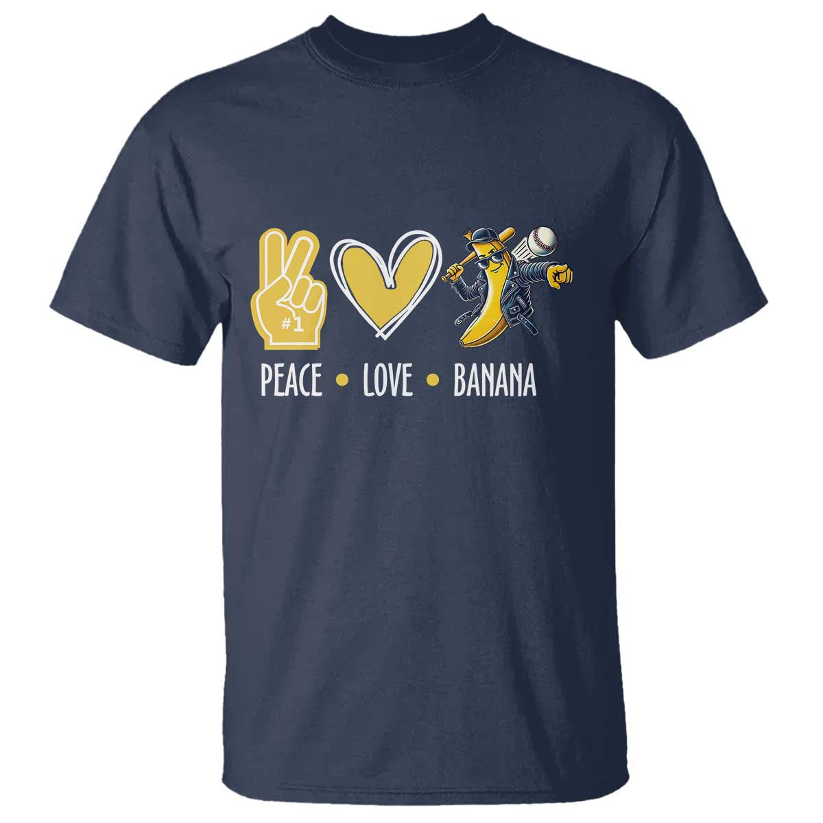 Funny Peace Love Banana T Shirt Cute Banana Peace Sign Heart - Wonder Print Shop
