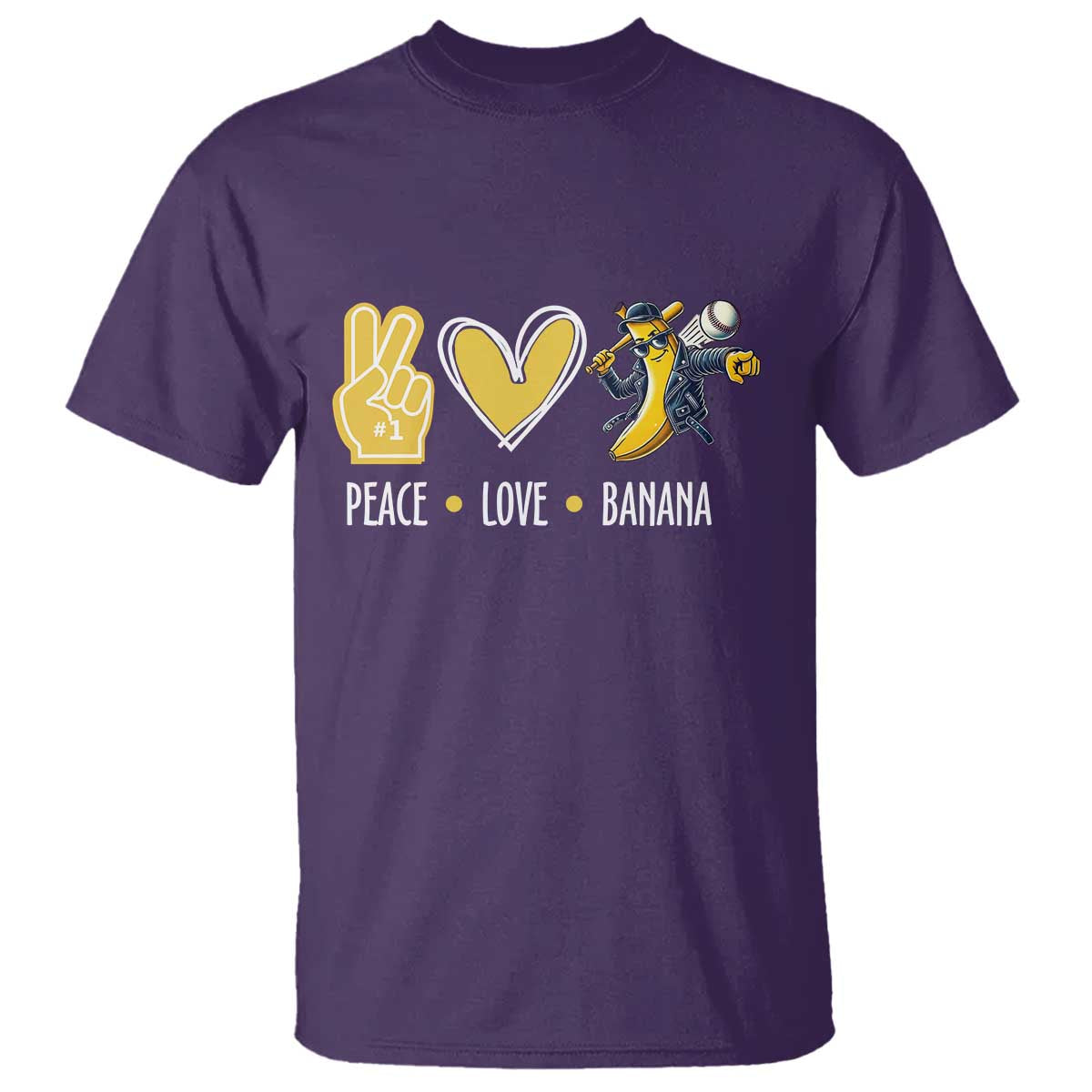 Funny Peace Love Banana T Shirt Cute Banana Peace Sign Heart - Wonder Print Shop