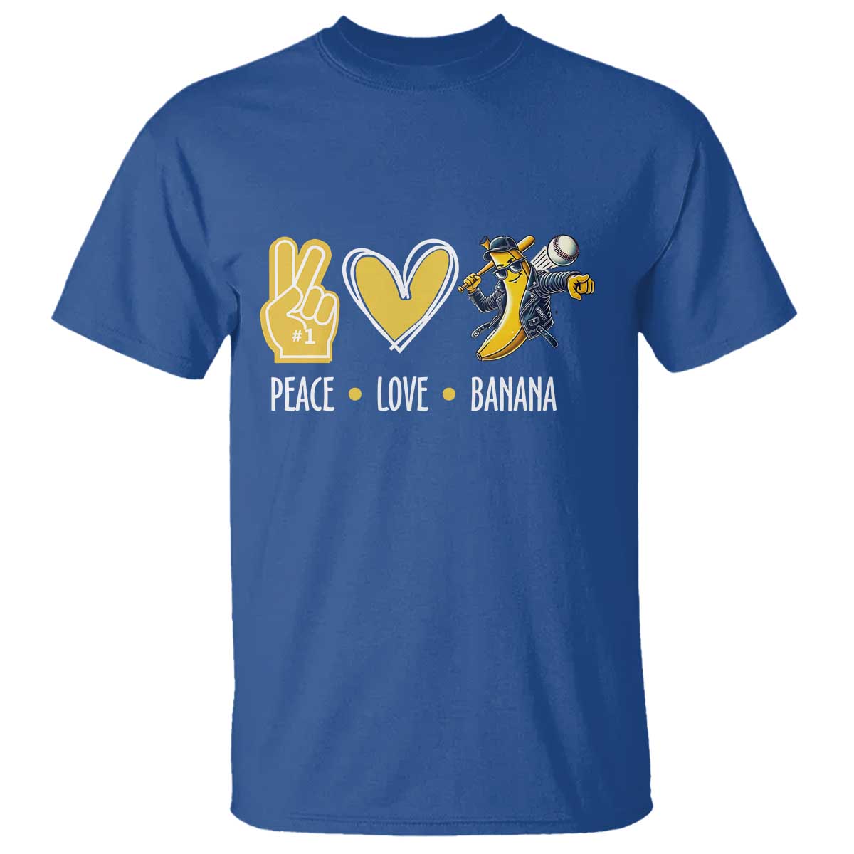 Funny Peace Love Banana T Shirt Cute Banana Peace Sign Heart - Wonder Print Shop