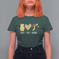 Funny Peace Love Banana T Shirt For Women Cute Banana Peace Sign Heart - Wonder Print Shop