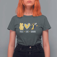 Funny Peace Love Banana T Shirt For Women Cute Banana Peace Sign Heart - Wonder Print Shop