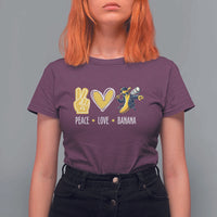 Funny Peace Love Banana T Shirt For Women Cute Banana Peace Sign Heart - Wonder Print Shop