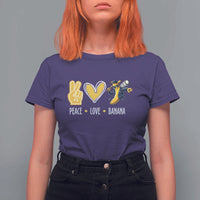 Funny Peace Love Banana T Shirt For Women Cute Banana Peace Sign Heart - Wonder Print Shop