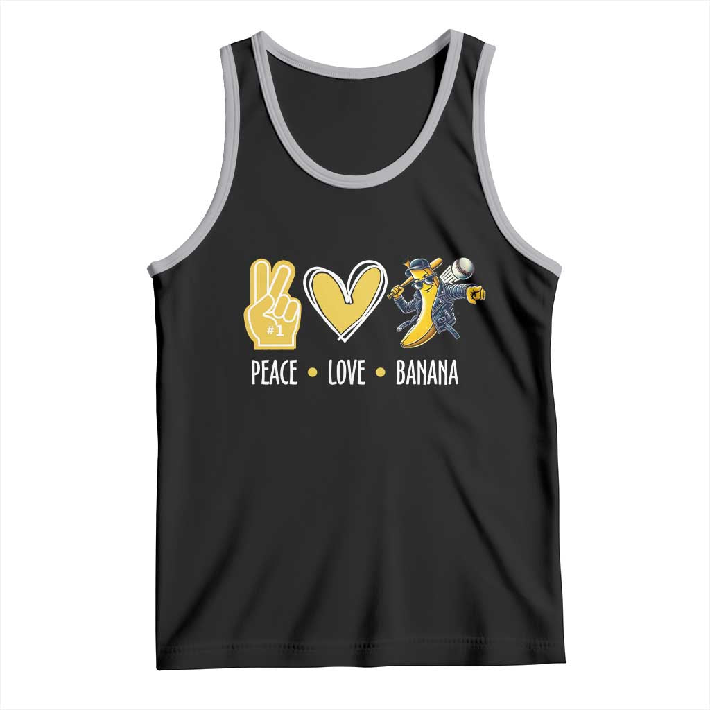 Funny Peace Love Banana Tank Top Cute Banana Peace Sign Heart - Wonder Print Shop