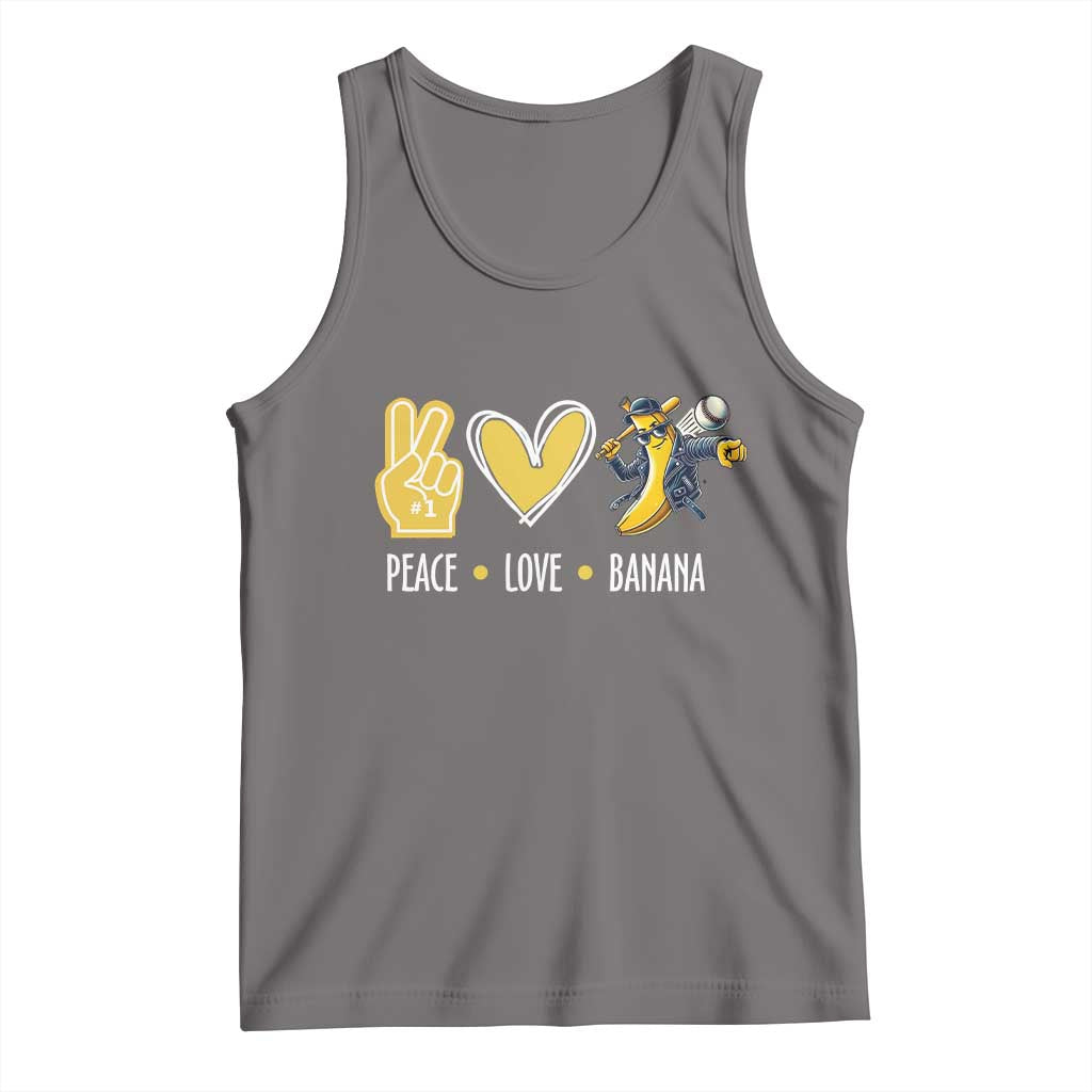 Funny Peace Love Banana Tank Top Cute Banana Peace Sign Heart - Wonder Print Shop