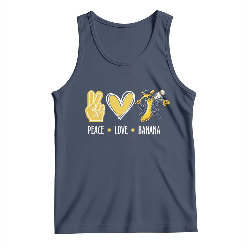 Funny Peace Love Banana Tank Top Cute Banana Peace Sign Heart - Wonder Print Shop