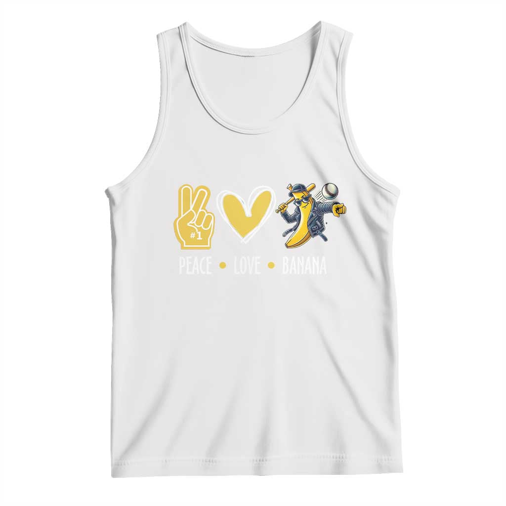 Funny Peace Love Banana Tank Top Cute Banana Peace Sign Heart - Wonder Print Shop