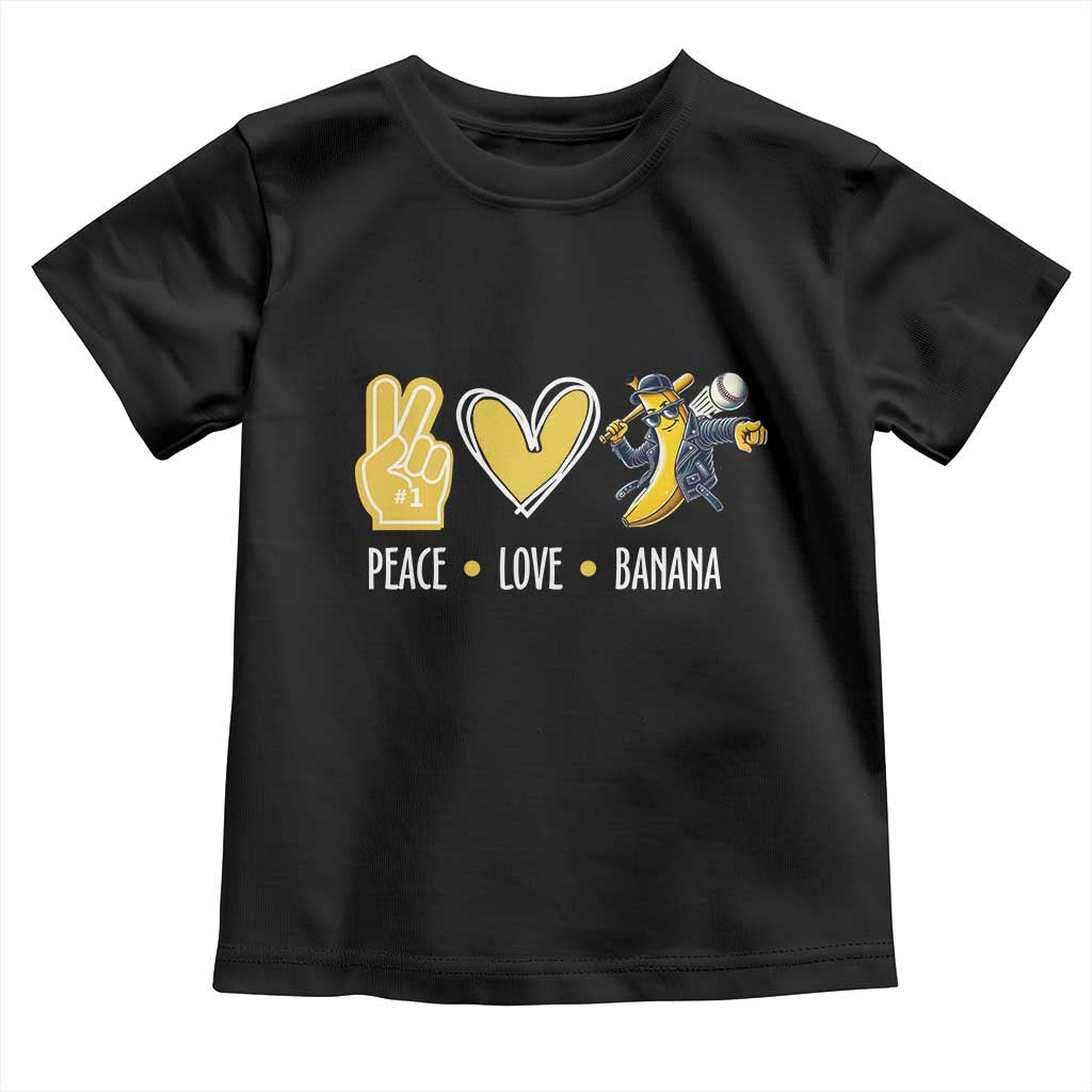 Funny Peace Love Banana Toddler T Shirt Cute Banana Peace Sign Heart - Wonder Print Shop