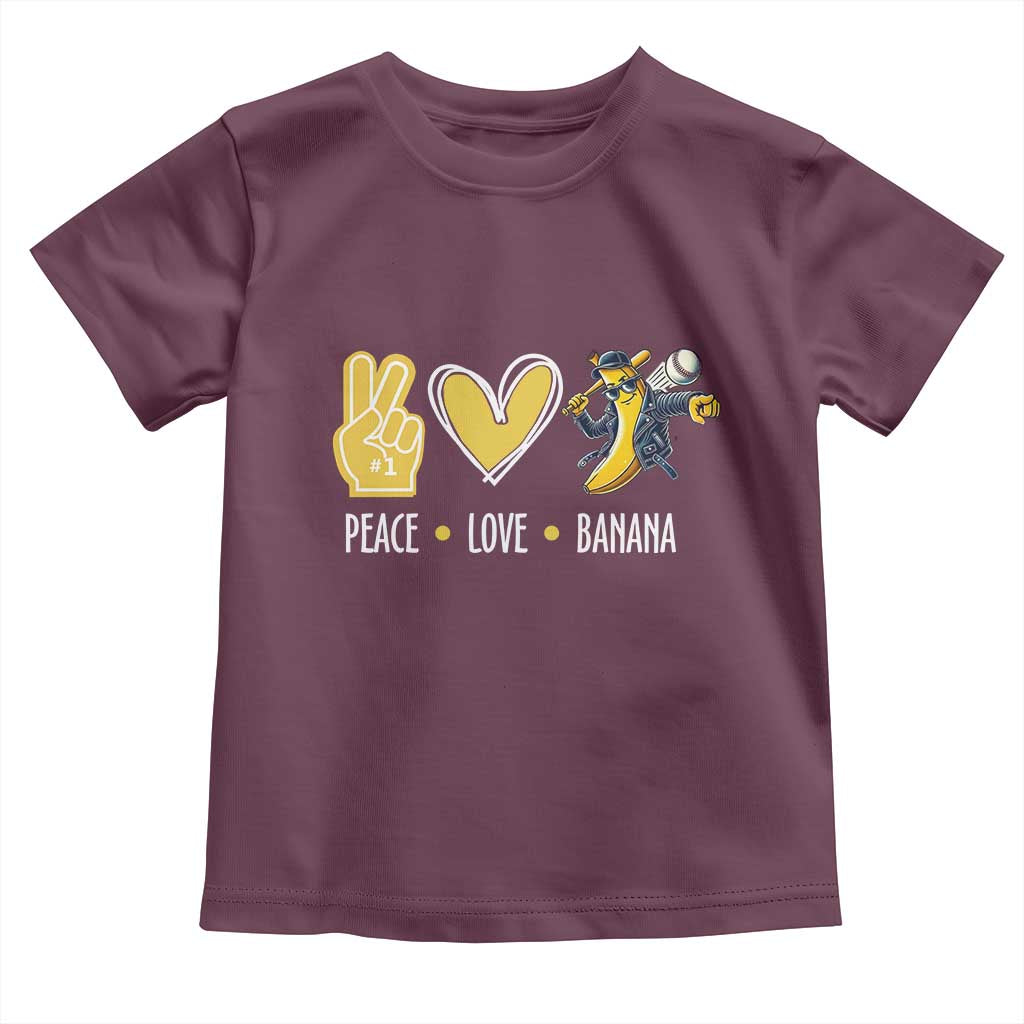 Funny Peace Love Banana Toddler T Shirt Cute Banana Peace Sign Heart - Wonder Print Shop
