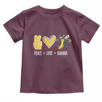Funny Peace Love Banana Toddler T Shirt Cute Banana Peace Sign Heart - Wonder Print Shop