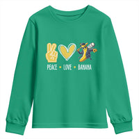 Funny Peace Love Banana Youth Sweatshirt Cute Banana Peace Sign Heart - Wonder Print Shop