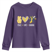 Funny Peace Love Banana Youth Sweatshirt Cute Banana Peace Sign Heart - Wonder Print Shop