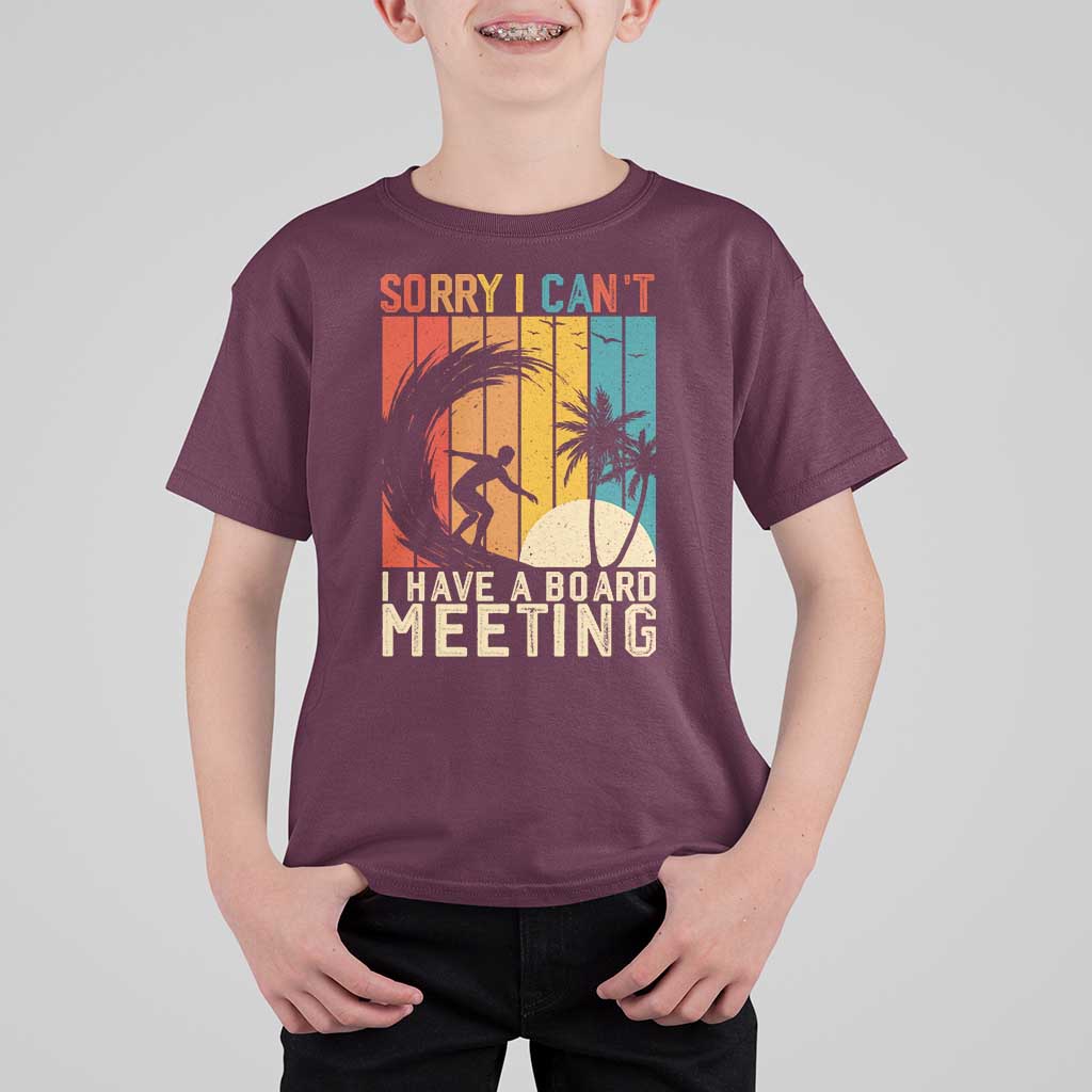 Funny Surfing Lover T Shirt For Kid Sorry I Cant I Have A Board Meeting Surfer - Wonder Print Shop