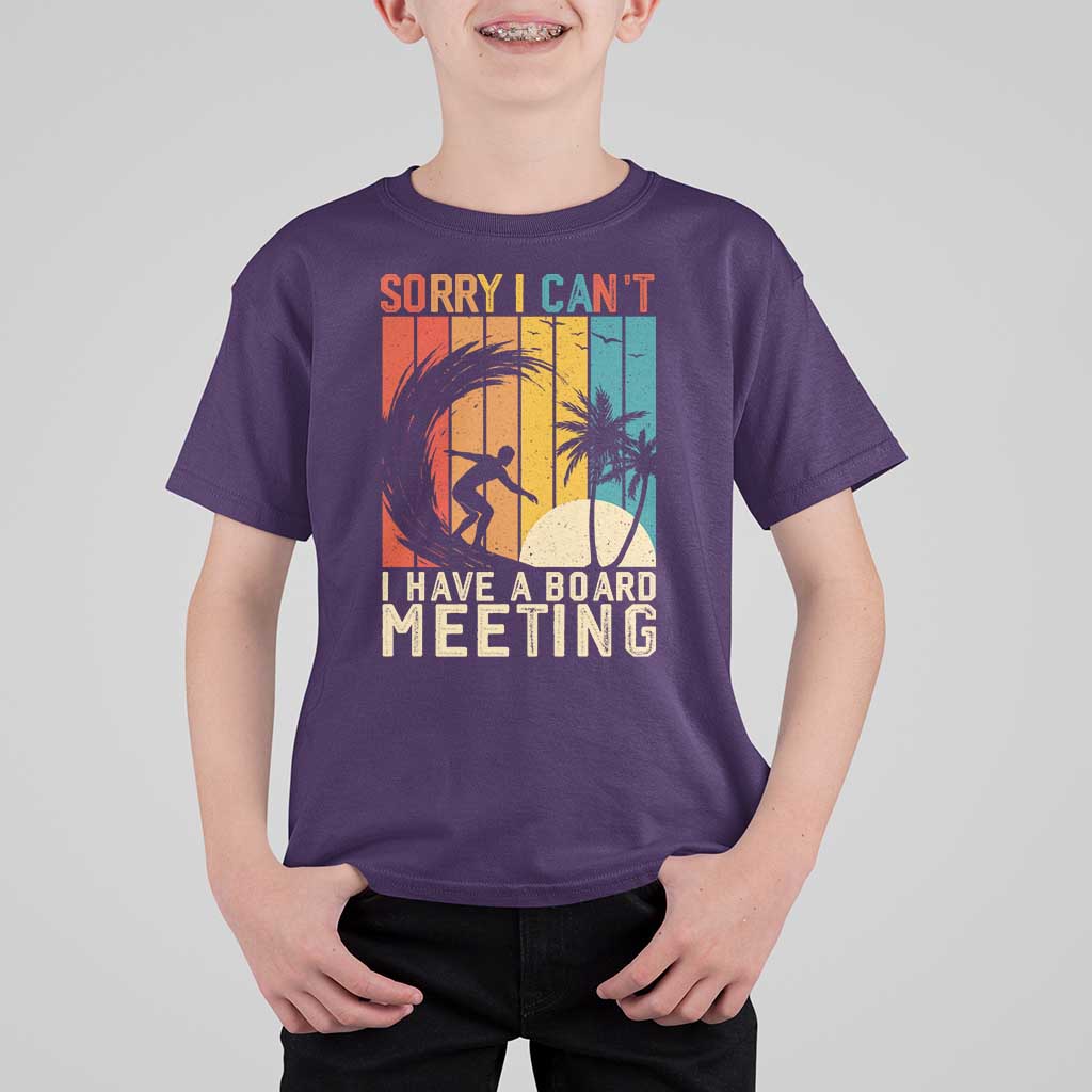 Funny Surfing Lover T Shirt For Kid Sorry I Cant I Have A Board Meeting Surfer - Wonder Print Shop