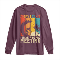 Funny Surfing Lover Long Sleeve Shirt Sorry I Cant I Have A Board Meeting Surfer - Wonder Print Shop