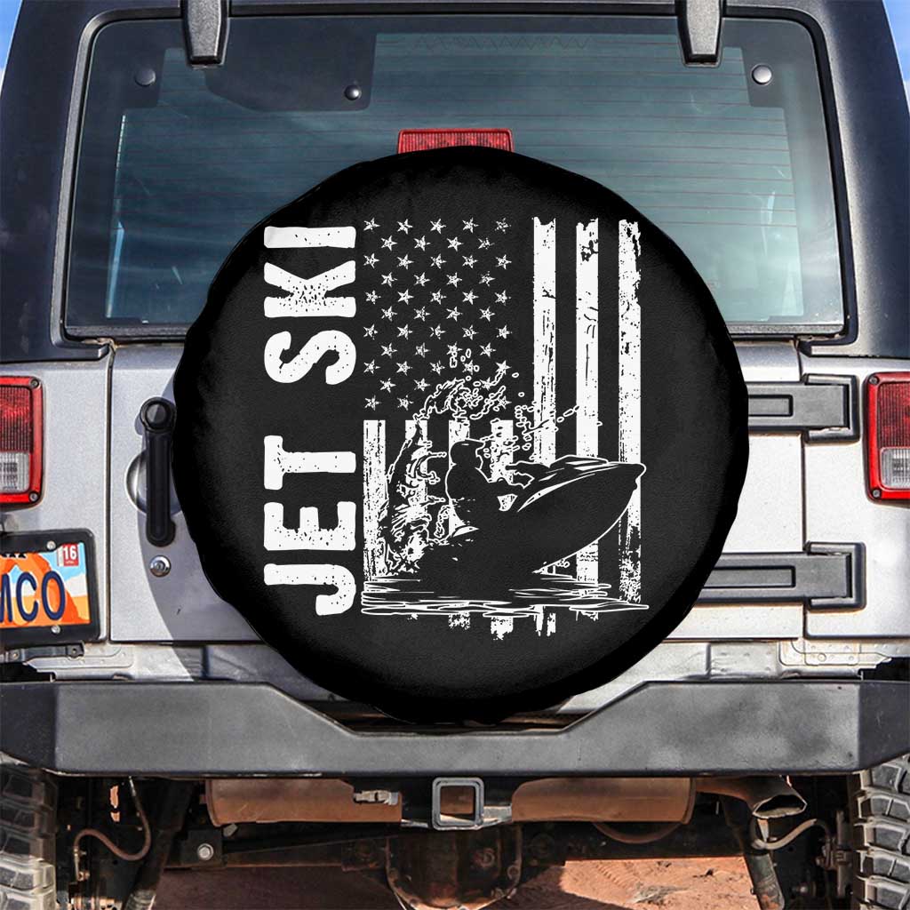 Jet Ski Lover Spare Tire Cover Vintage Ski Rider American Flag Water Sport - Wonder Print Shop