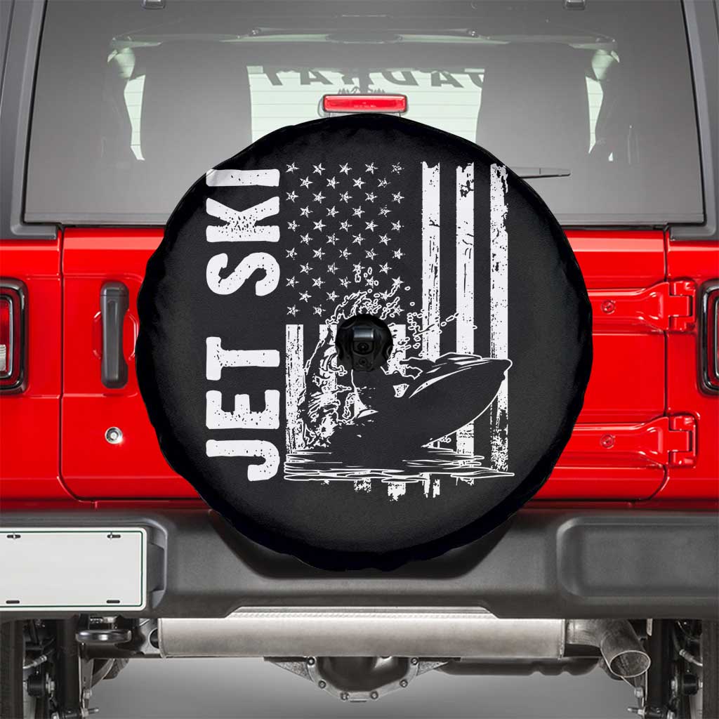 Jet Ski Lover Spare Tire Cover Vintage Ski Rider American Flag Water Sport - Wonder Print Shop
