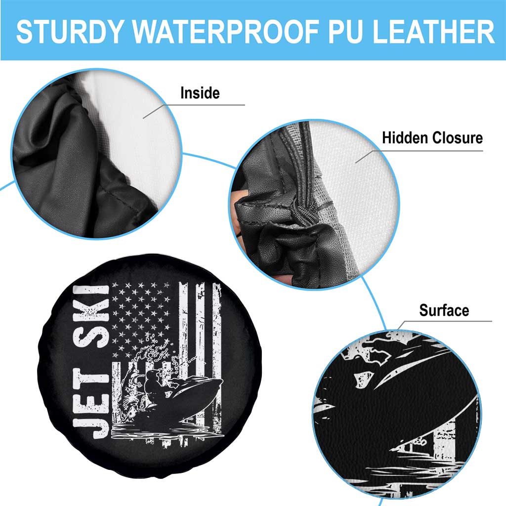 Jet Ski Lover Spare Tire Cover Vintage Ski Rider American Flag Water Sport - Wonder Print Shop