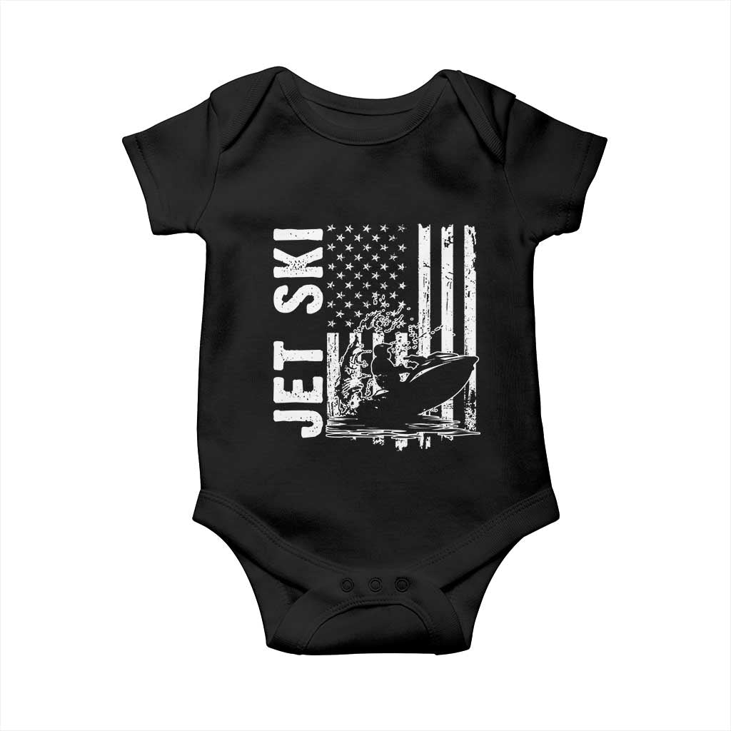 Jet Ski Lover Baby Onesie Vintage Ski Rider American Flag Water Sport - Wonder Print Shop