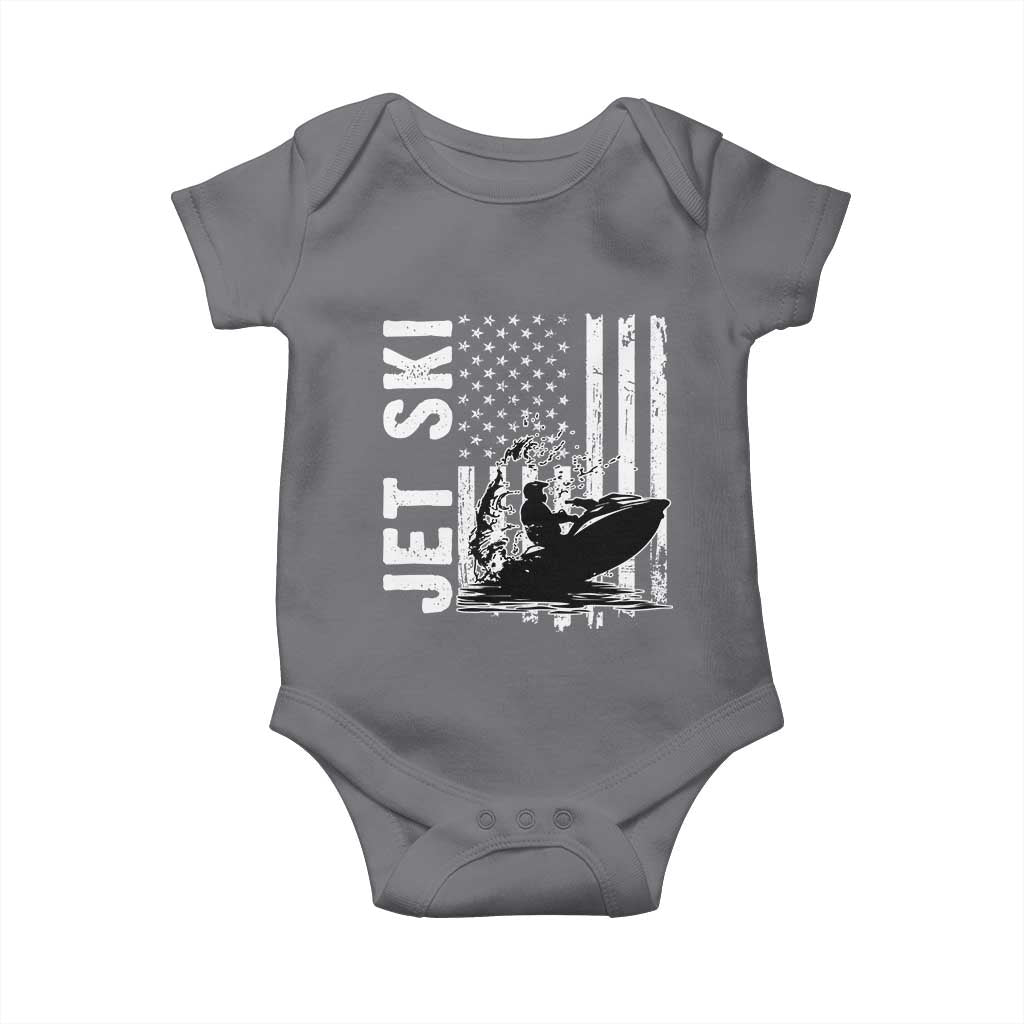 Jet Ski Lover Baby Onesie Vintage Ski Rider American Flag Water Sport - Wonder Print Shop