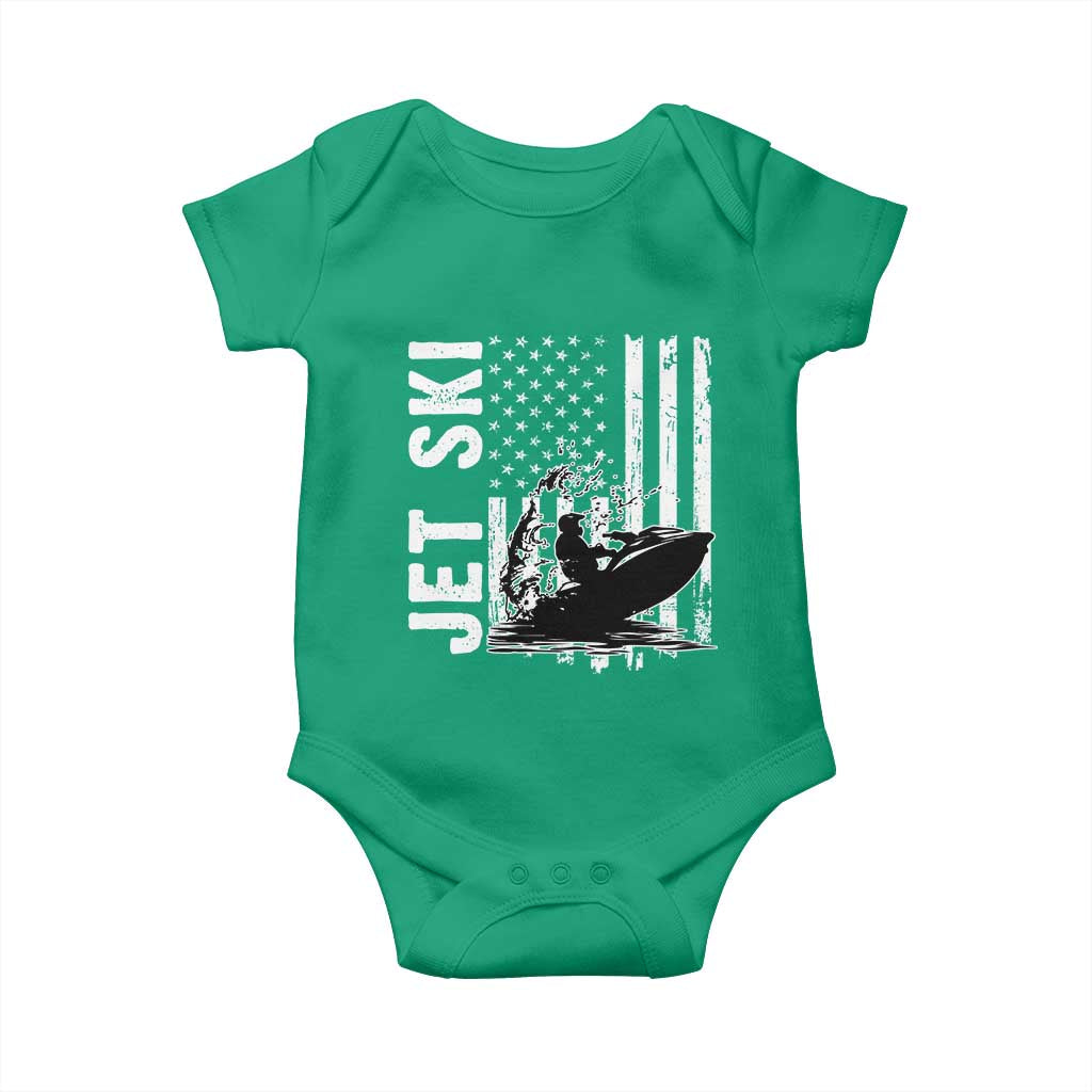Jet Ski Lover Baby Onesie Vintage Ski Rider American Flag Water Sport - Wonder Print Shop