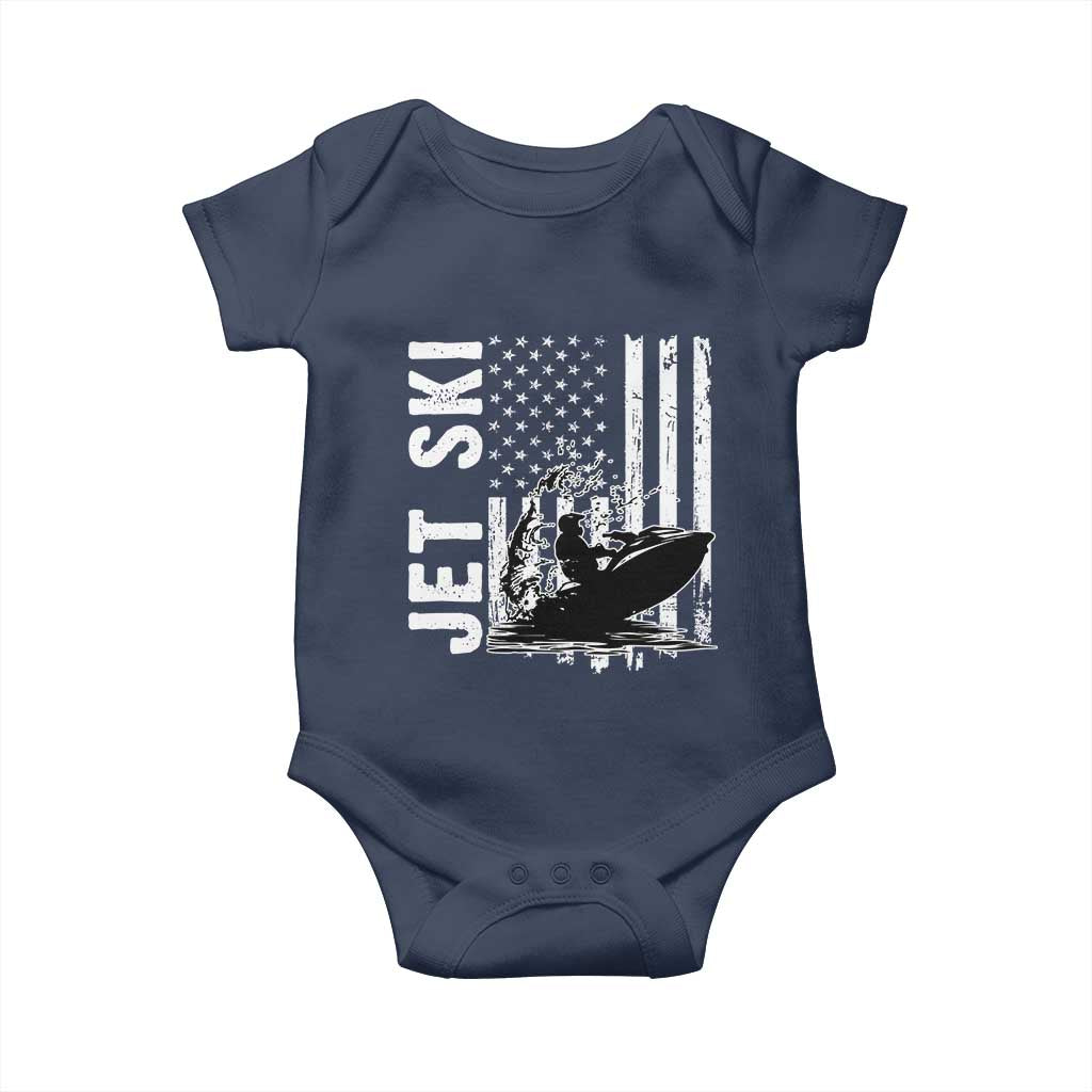 Jet Ski Lover Baby Onesie Vintage Ski Rider American Flag Water Sport - Wonder Print Shop