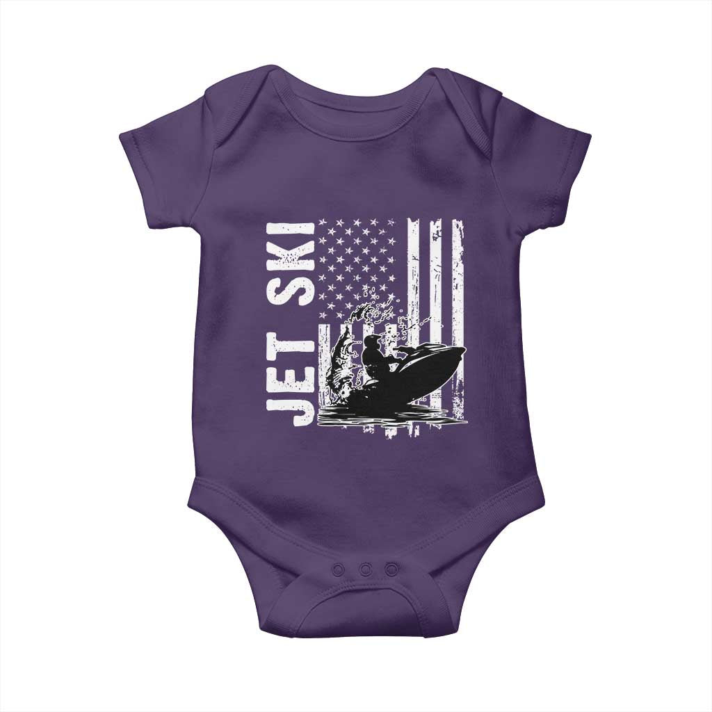Jet Ski Lover Baby Onesie Vintage Ski Rider American Flag Water Sport - Wonder Print Shop