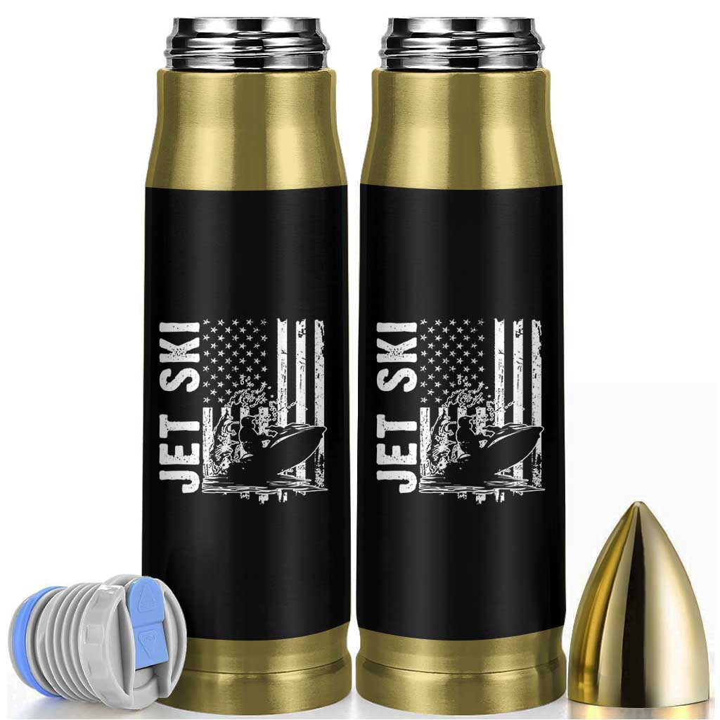 Jet Ski Lover Bullet Tumbler Vintage Ski Rider American Flag Water Sport - Wonder Print Shop