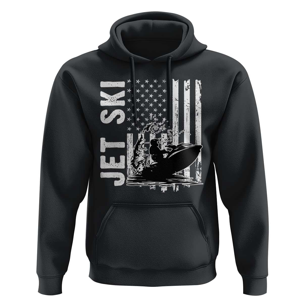 Jet Ski Lover Hoodie Vintage Ski Rider American Flag Water Sport - Wonder Print Shop