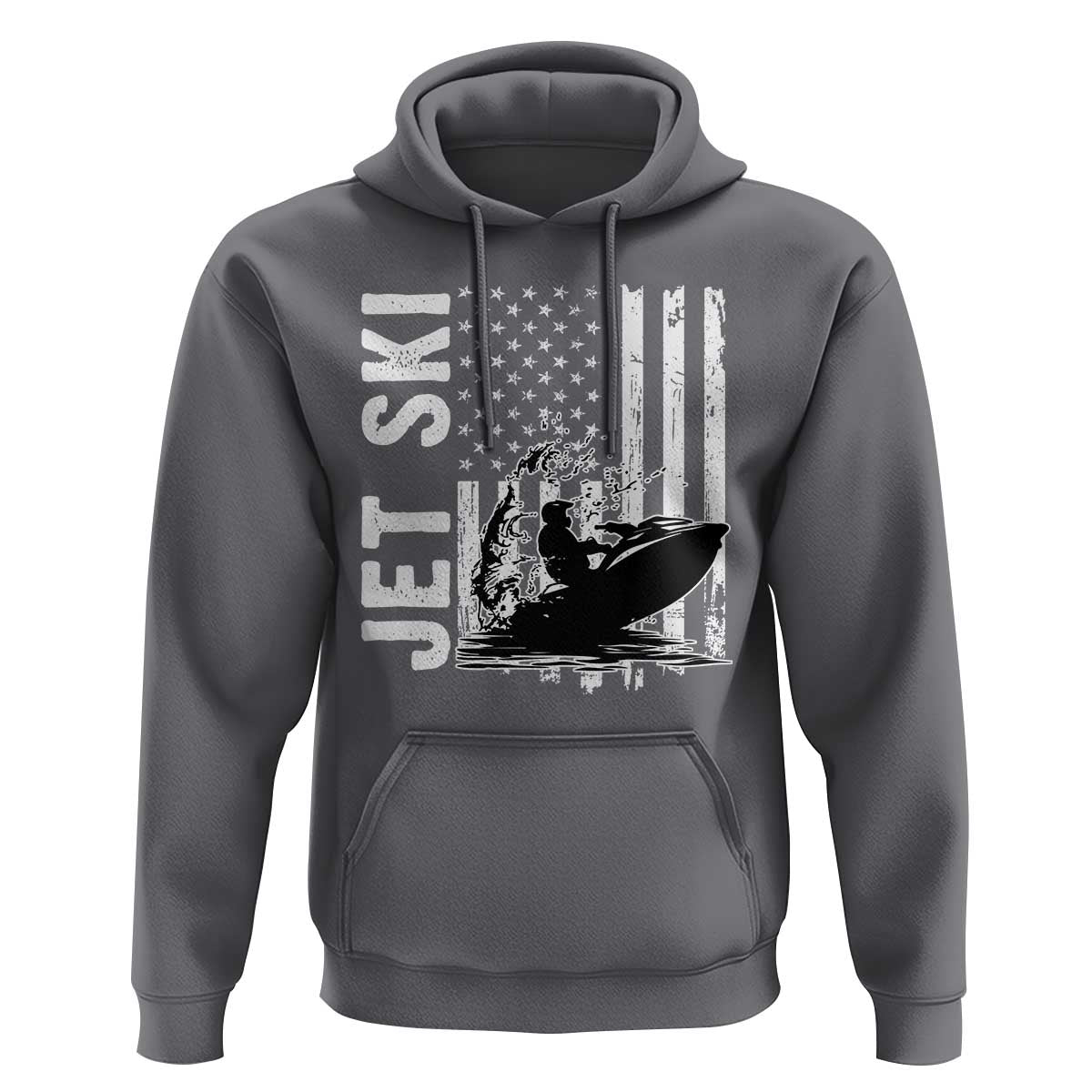 Jet Ski Lover Hoodie Vintage Ski Rider American Flag Water Sport - Wonder Print Shop