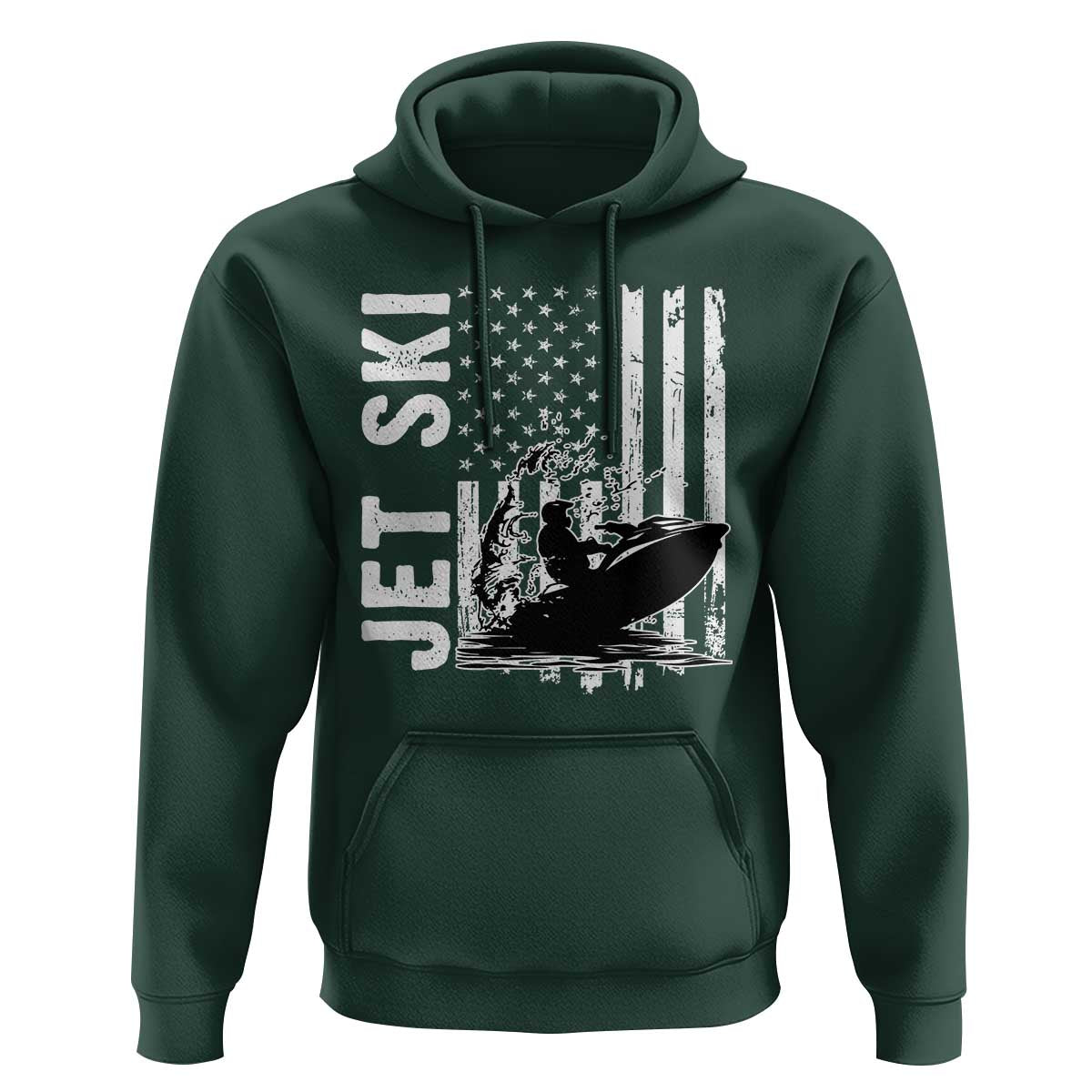 Jet Ski Lover Hoodie Vintage Ski Rider American Flag Water Sport - Wonder Print Shop