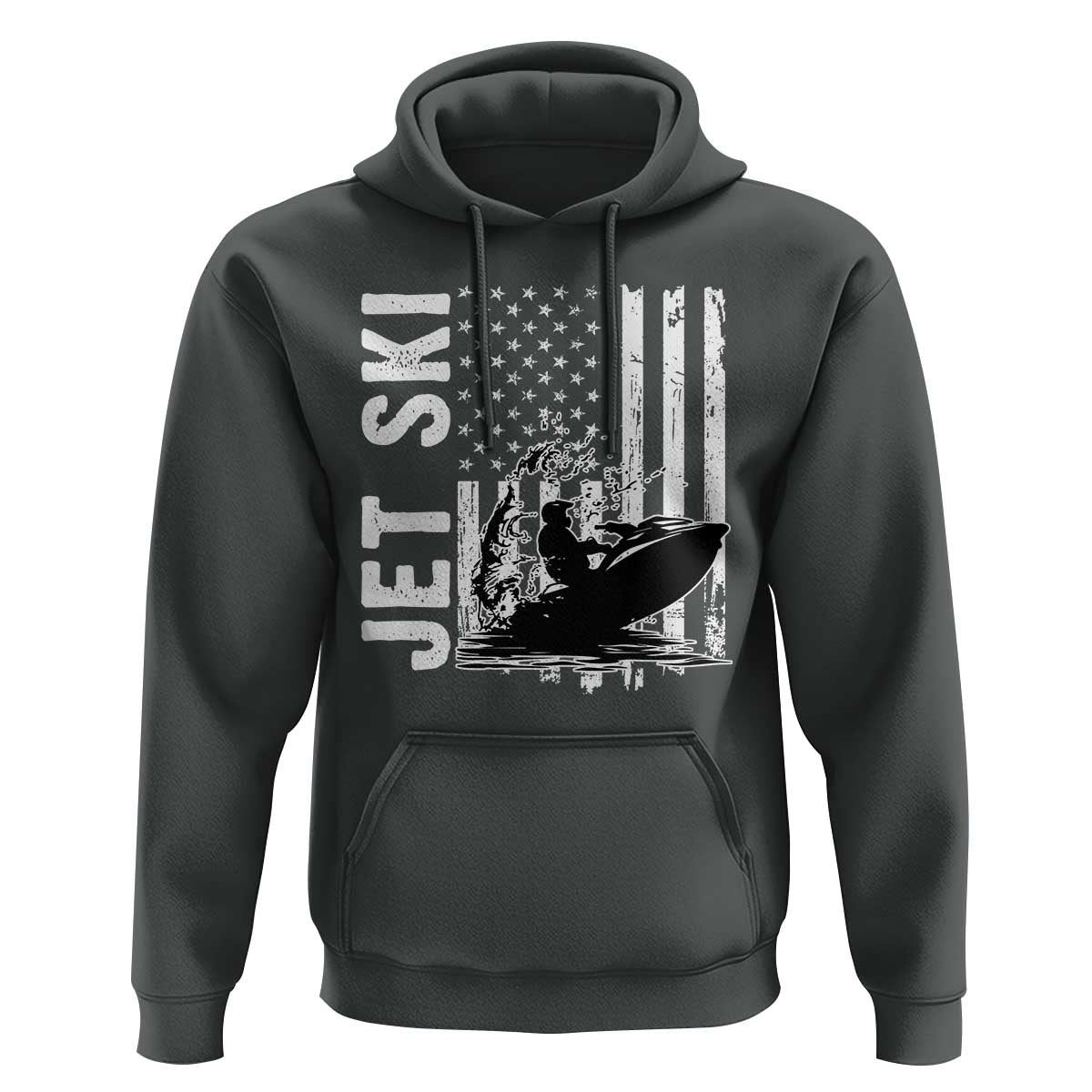 Jet Ski Lover Hoodie Vintage Ski Rider American Flag Water Sport - Wonder Print Shop