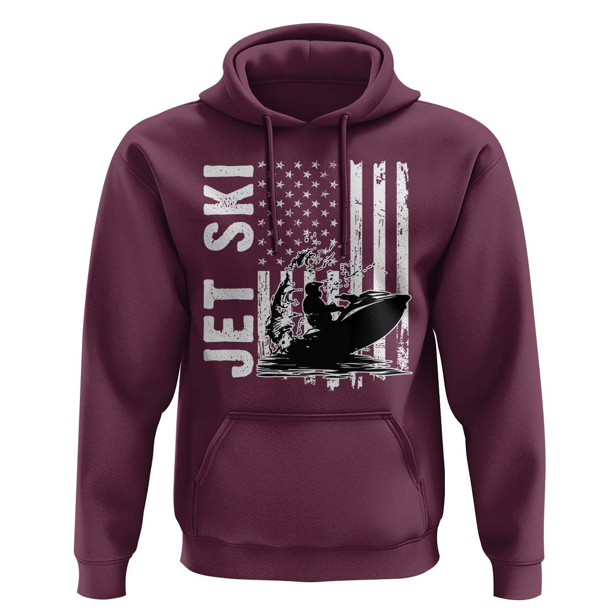 Jet Ski Lover Hoodie Vintage Ski Rider American Flag Water Sport - Wonder Print Shop