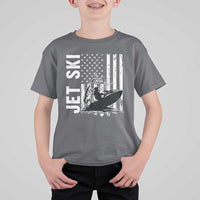 Jet Ski Lover T Shirt For Kid Vintage Ski Rider American Flag Water Sport - Wonder Print Shop