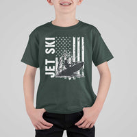 Jet Ski Lover T Shirt For Kid Vintage Ski Rider American Flag Water Sport - Wonder Print Shop