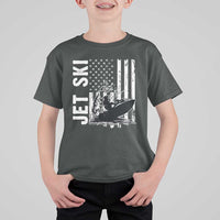 Jet Ski Lover T Shirt For Kid Vintage Ski Rider American Flag Water Sport - Wonder Print Shop