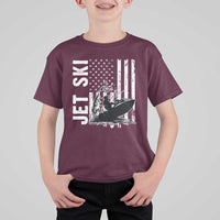 Jet Ski Lover T Shirt For Kid Vintage Ski Rider American Flag Water Sport - Wonder Print Shop