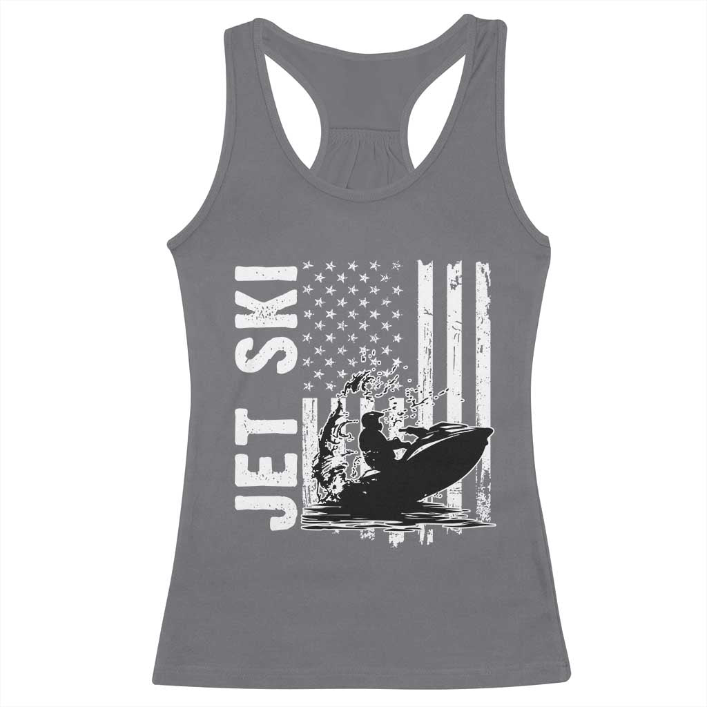 Jet Ski Lover Racerback Tank Top Vintage Ski Rider American Flag Water Sport - Wonder Print Shop