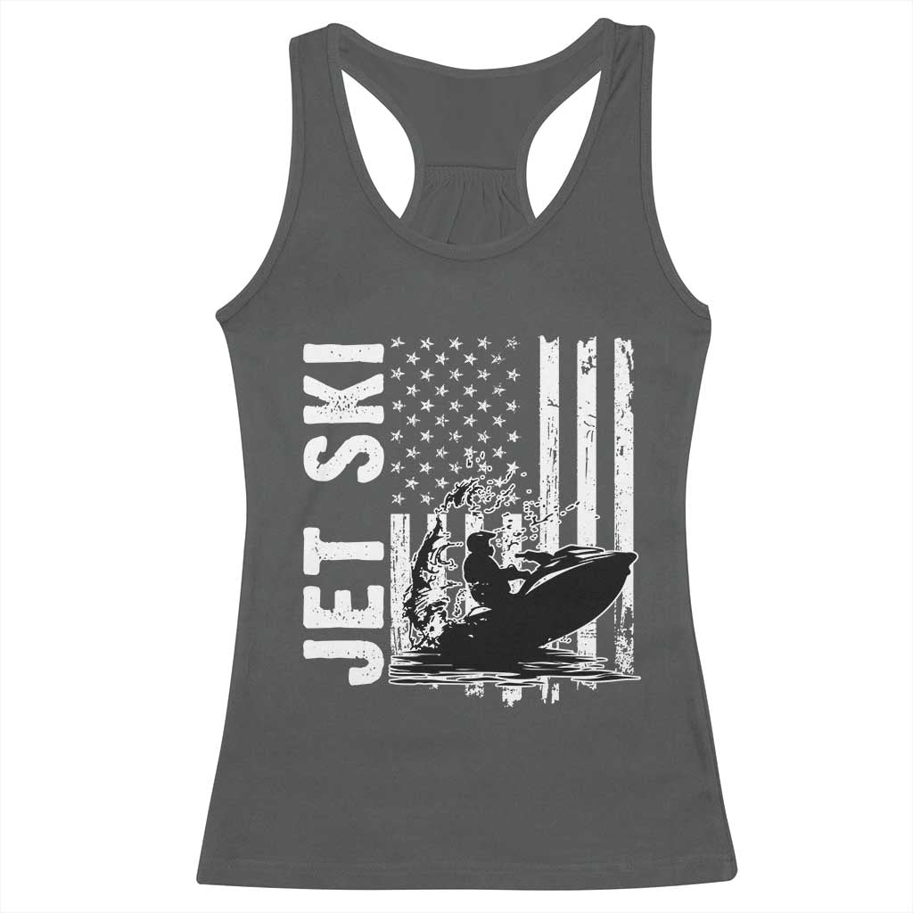 Jet Ski Lover Racerback Tank Top Vintage Ski Rider American Flag Water Sport - Wonder Print Shop
